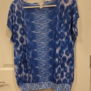 Chico's Blue and White Patterned Blouse